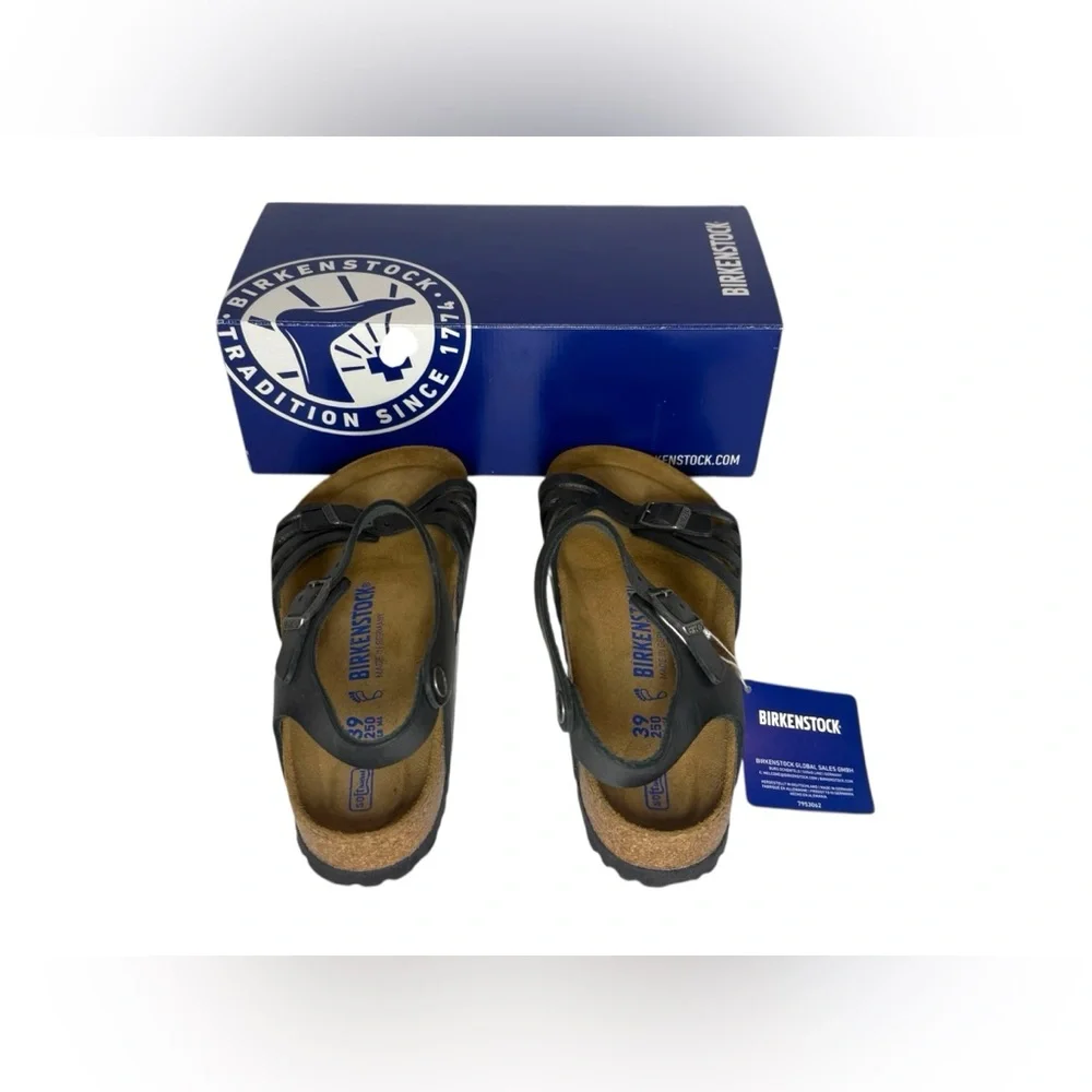 Birkenstock Bali Soft Footbed Sandals Black Oiled Leather 39 Regular Women Sz 8 - Picture 5 of 15